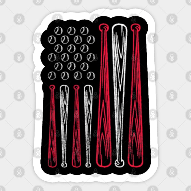 Baseball Bat Lover American Flag Sticker by credittee